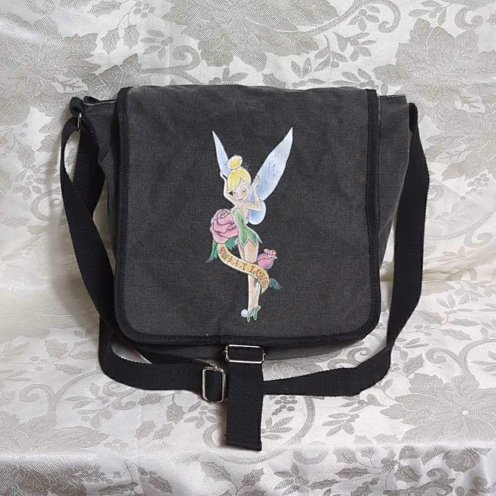 Tinkerbell Black Denim Crossbody Bag